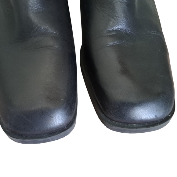 NINE WEST leather booties buckle elastic comfort ankle boots block heel black 6 - Picture 9 of 10